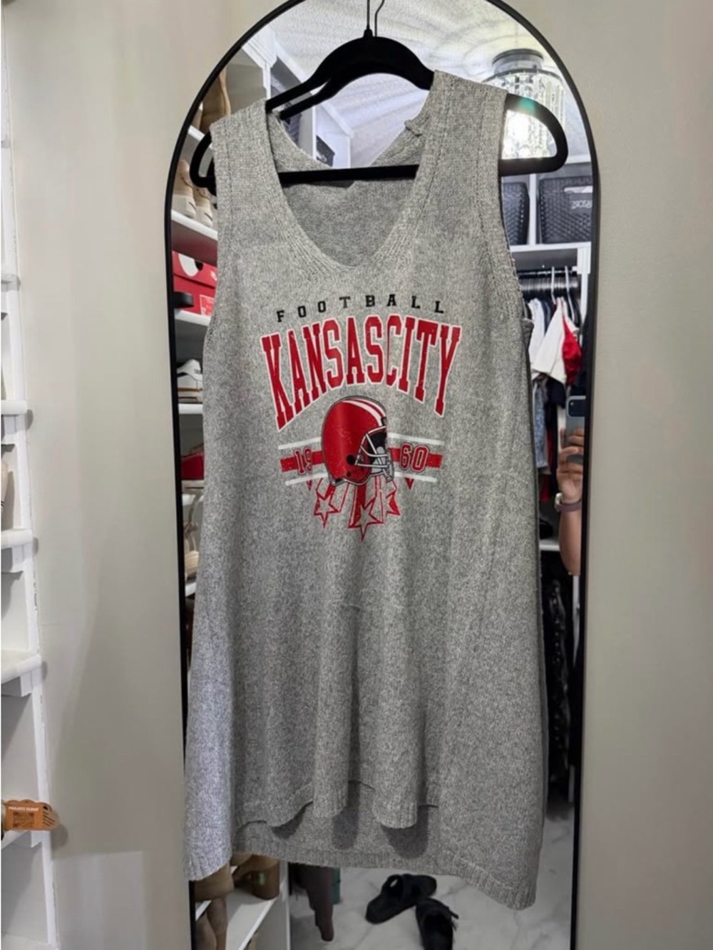 Kansas City Football Knit Sweater Dress | Size Medium | Heather Grey